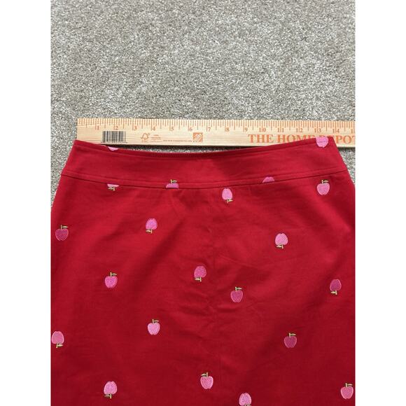 Lilly Pulitzer Vintage Apple Embroidered Red Mini Skirt Size 2 Back To School - Picture 3 of 8
